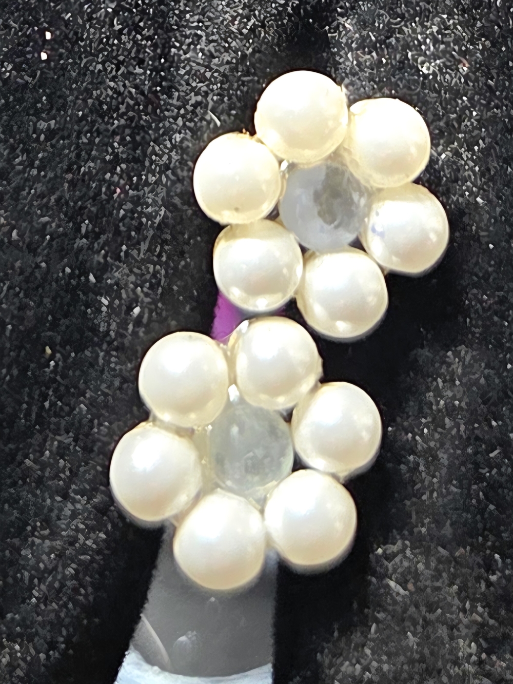 Vintage Pearl & Aquamarine Studd Floral Earrings